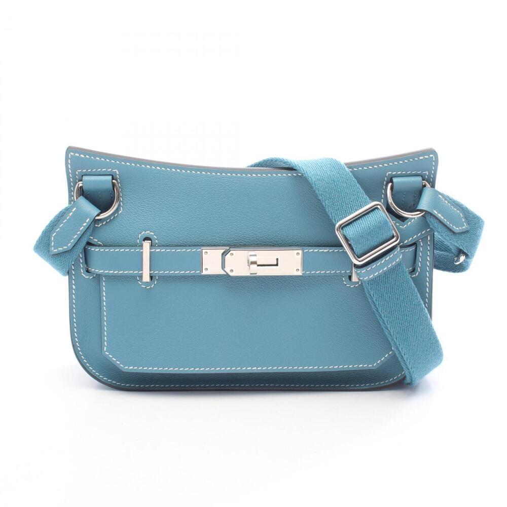 Hermes Jypsiere Mini New Blue Jean Shoulder Bag Handbag Evercolor Women's